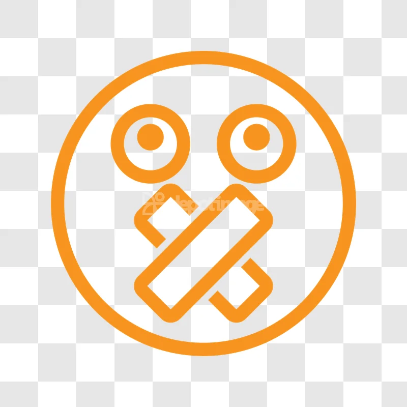 Orange Outline Silence Emoji Icon flat design gray background