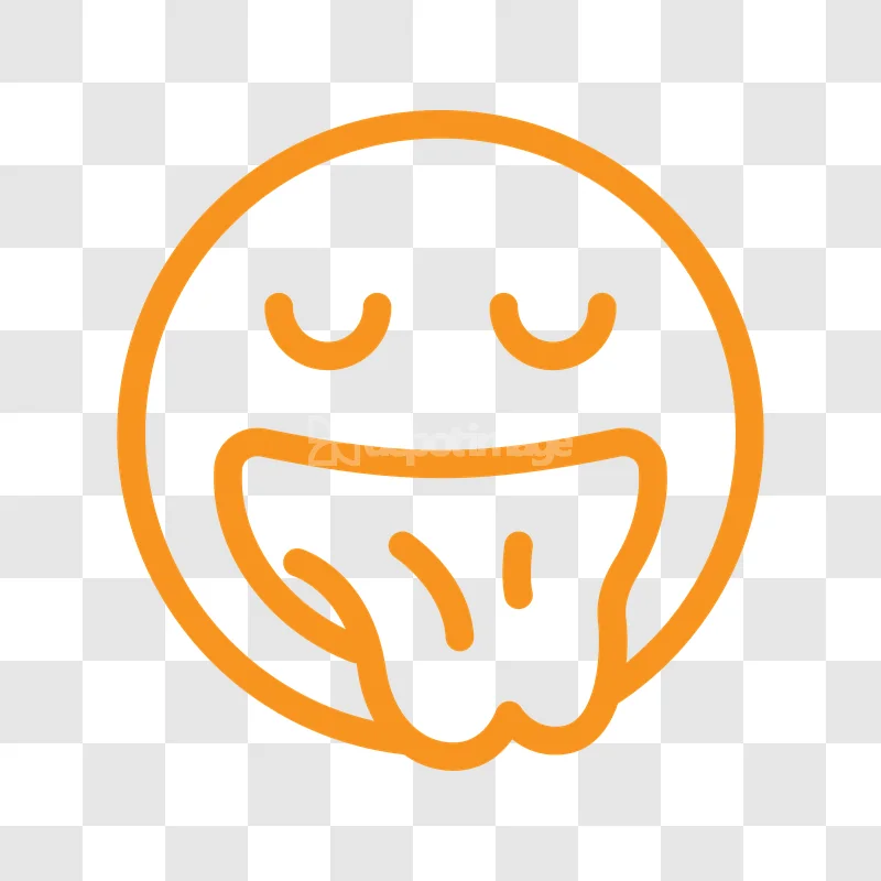 Orange Outline Silly Emoji Icon bold line art dark gray background