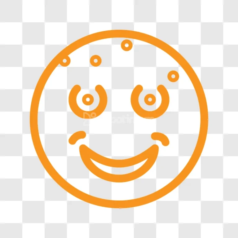 Orange Outline Smiley Face Cartoon Icon