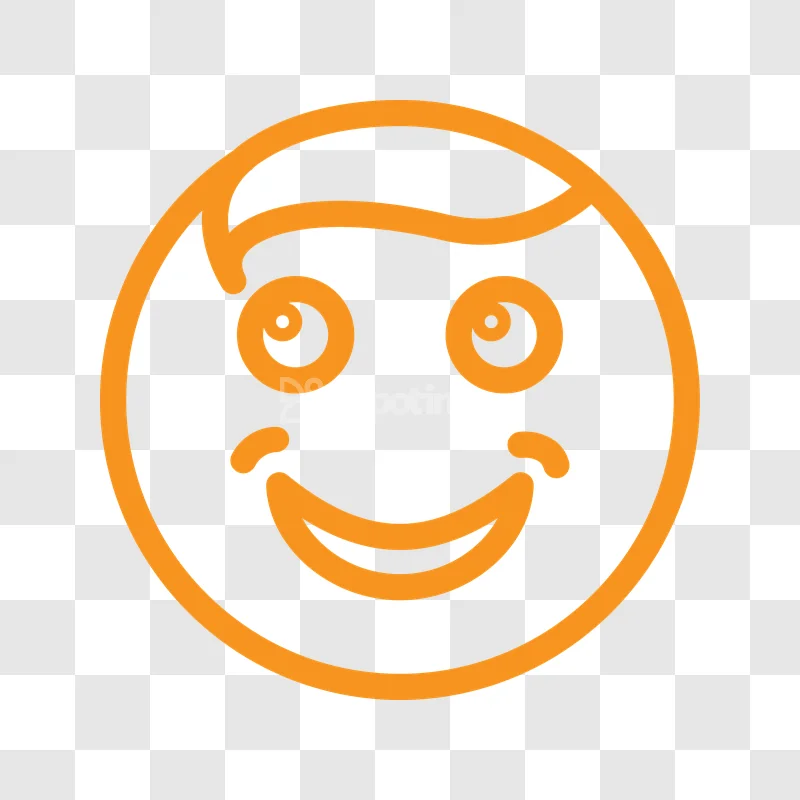 Orange Outline Smiley Face Emoji outline style transparent background
