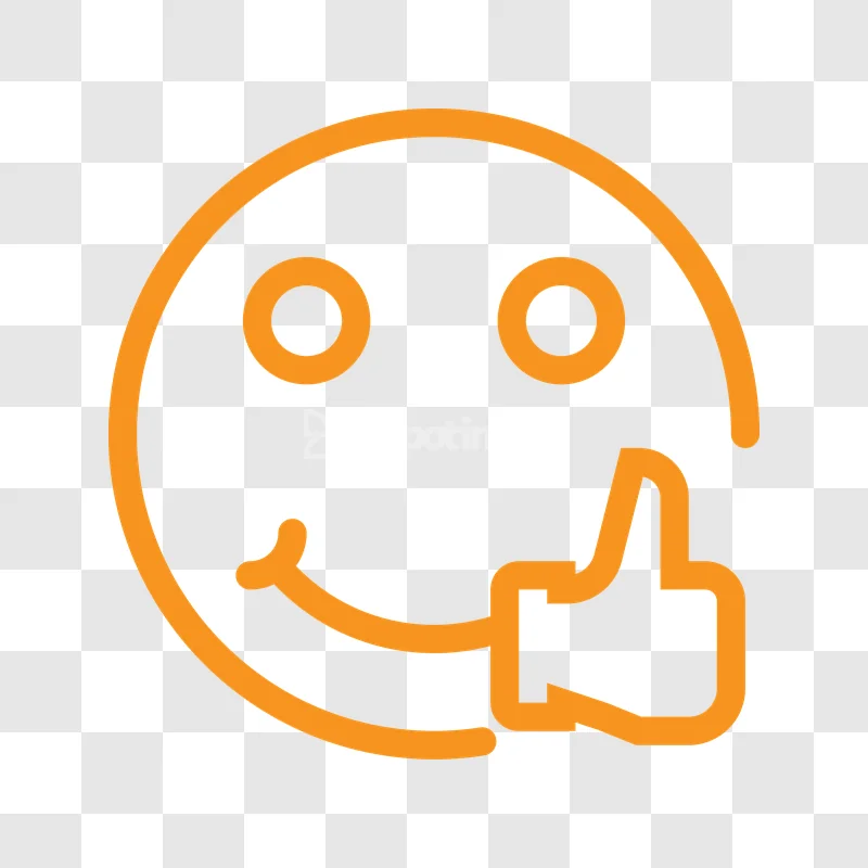 Orange Outline Smiley Face Thumbs up Icon simple orange line art