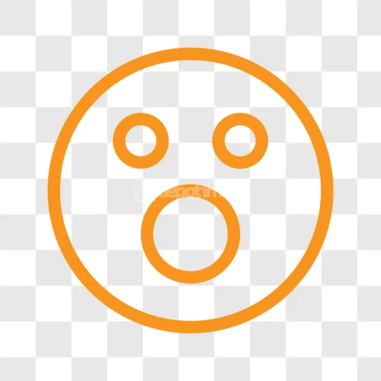 Orange Outline Surprised Face Emoji Icon