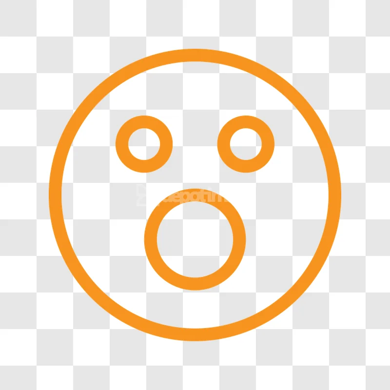 Orange Outline Surprised Face Emoji Icon simple orange outline dark gray background