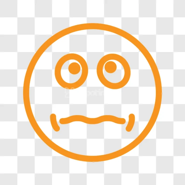 Orange Outline Worried Face Emoji Icon