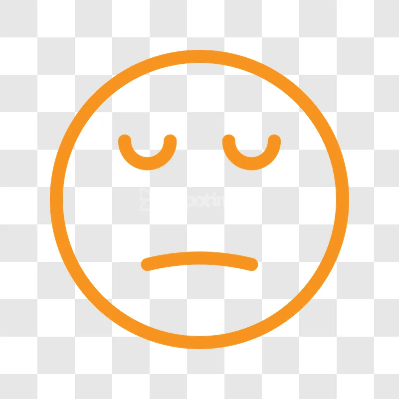 Orange Outlined Disappointed Face Emoji Icon simple flat design dark background