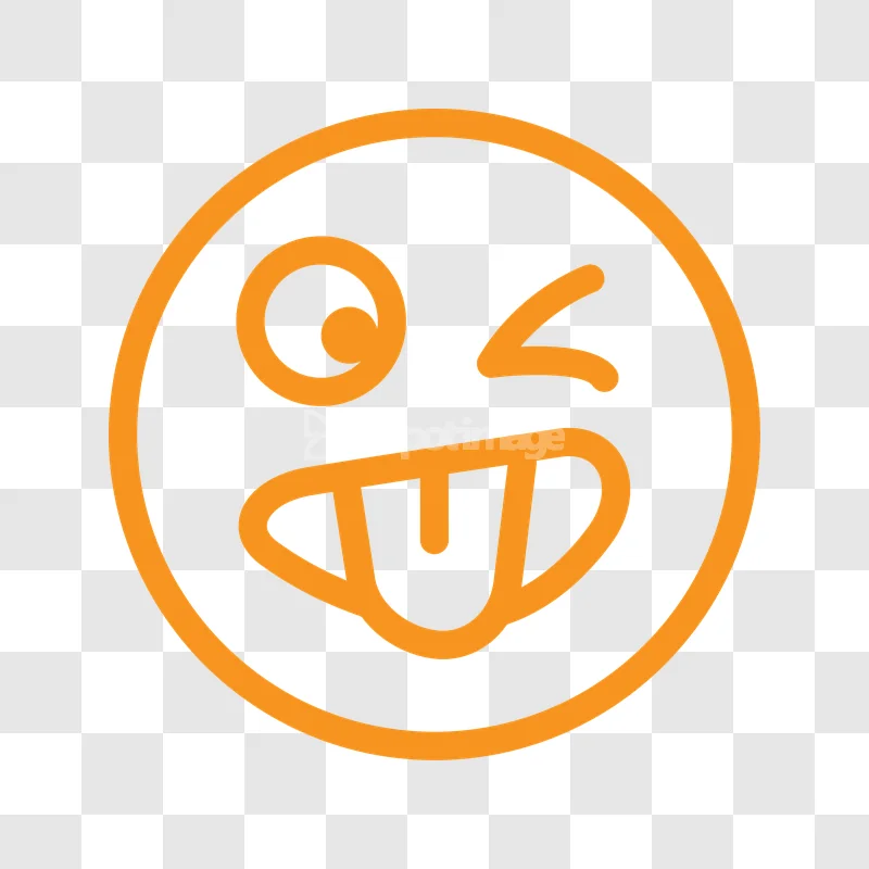 Orange Winking Face Outline Emoji Icon simple orange line art