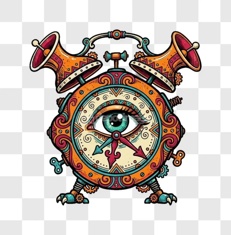 Ornate Psychedelic Steampunk Alarm Clock Eye