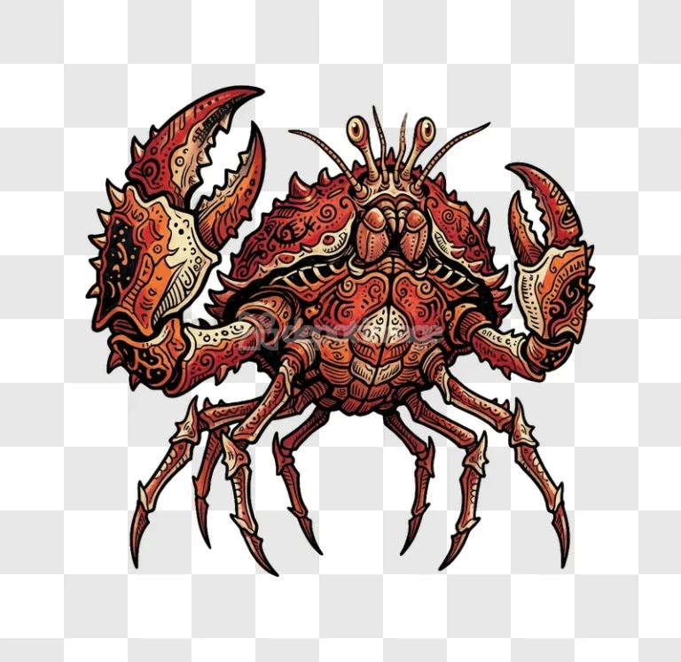Ornate Red Crab Illustration Detailed Mandala Art
