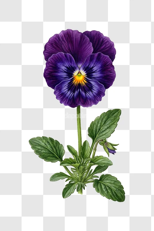 Pansy Flower Violet Green Leaves Botanical