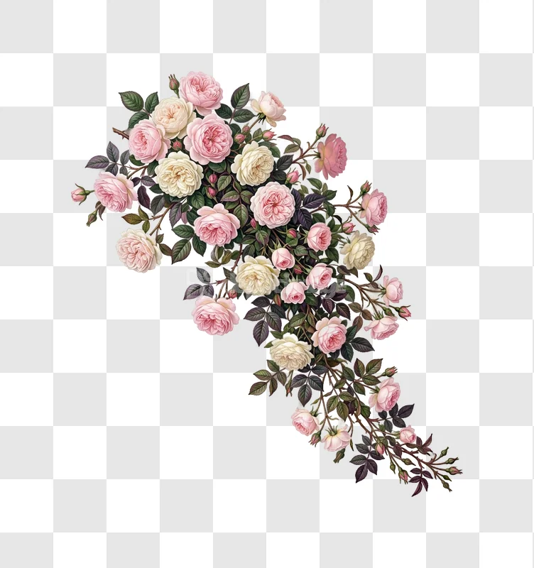 Pink Cream Roses Floral Vine Lush