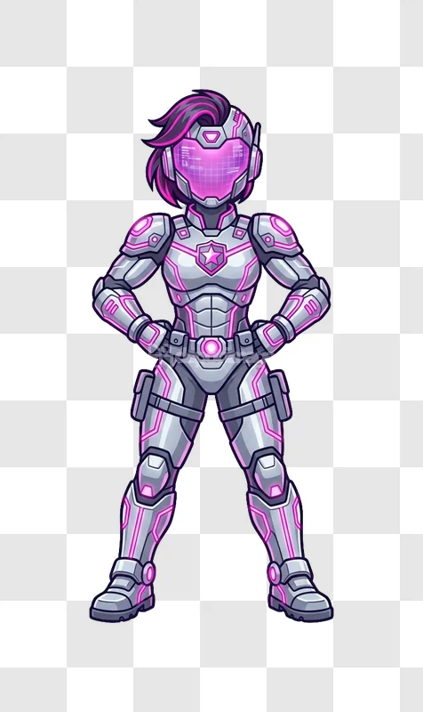Pink Glow Sci Fi Armor Suit