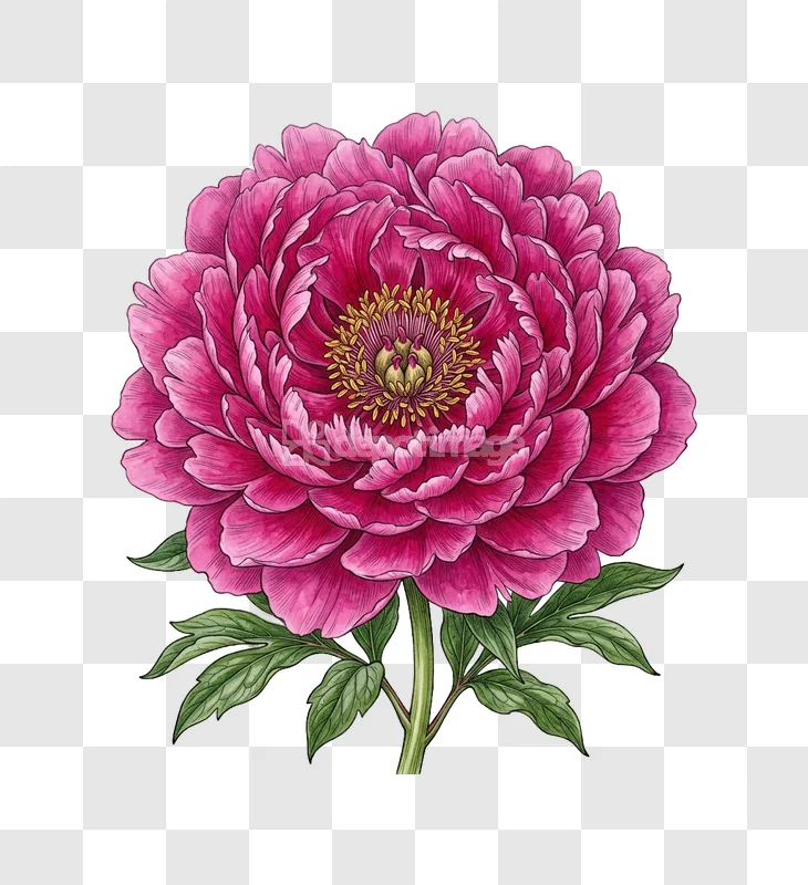 Pink Peony Flower Watercolor Art