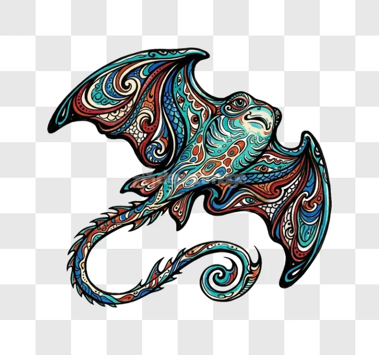 Psychedelic Dragon Colorful Pattern Fantasy Art
