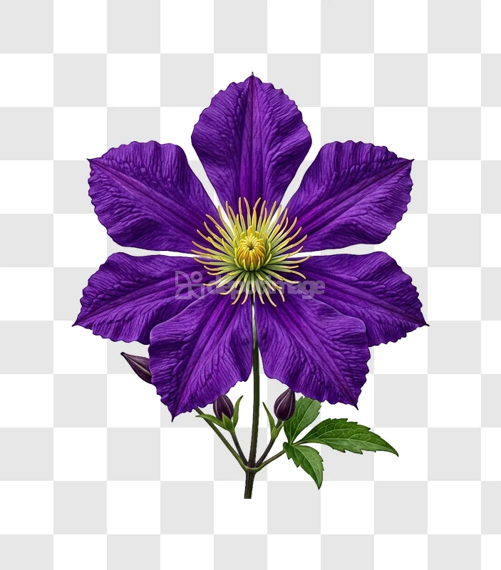 Purple Clematis Flower Petals Stem Buds