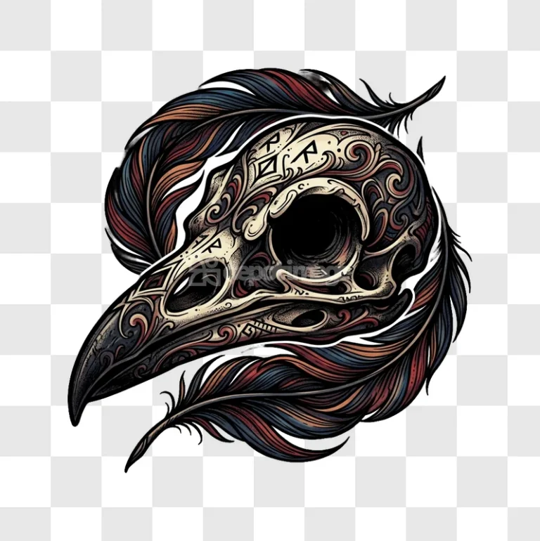 Raven Skull Celtic Feathers Ornate Art