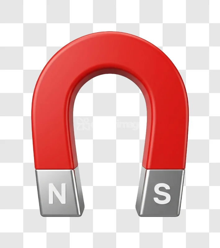 Red Horseshoe Magnet North South Poles 3d