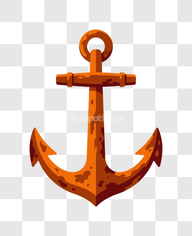 Rusty Orange Ship Anchor With Patina