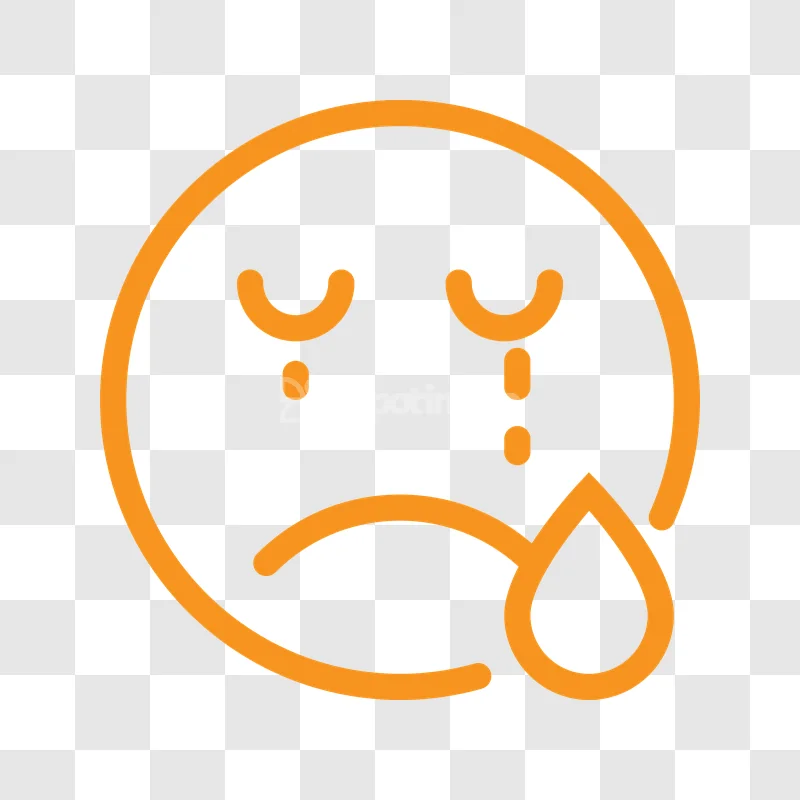 Sad Crying Face Outline Orange Icon orange outline dark gray background