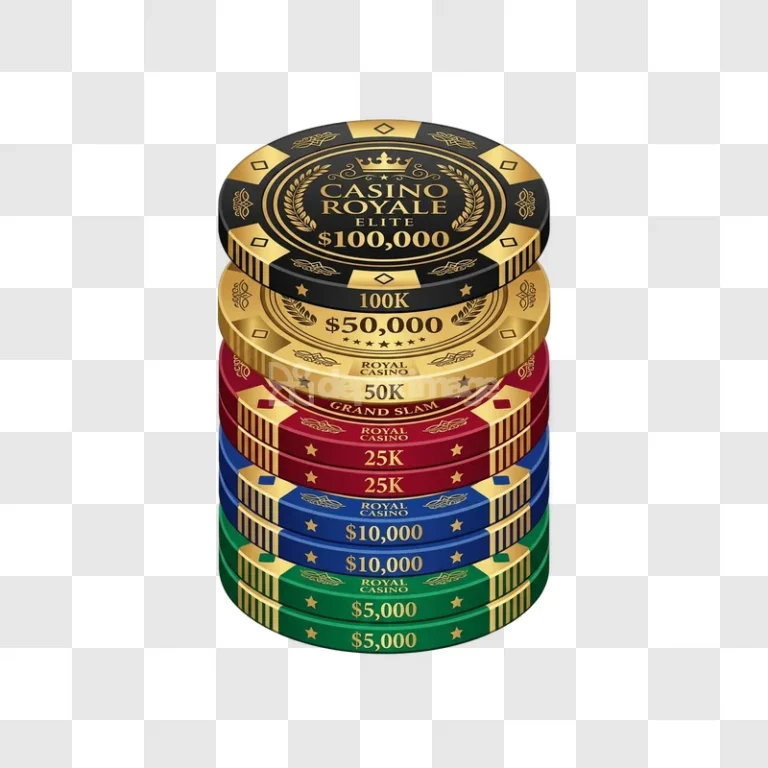 Stack Casino Chips Gold Black Red Blue Green