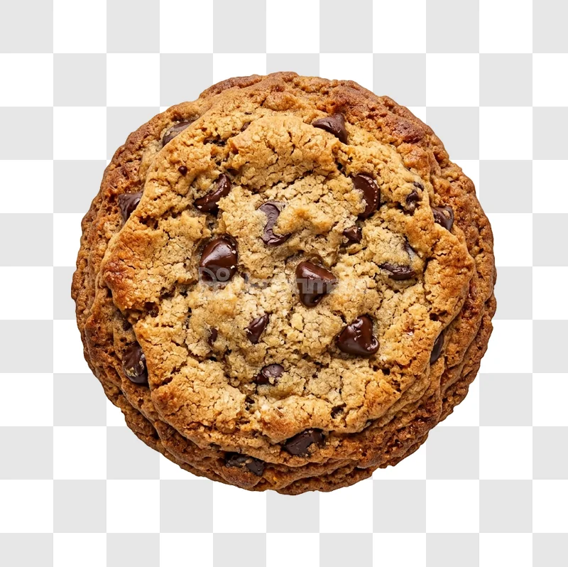 Stack Chocolate Chip Cookies delicious golden-brown chocolate chips transparent background