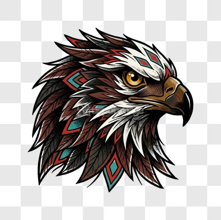 Tribal Eagle Head Illustration Detailed