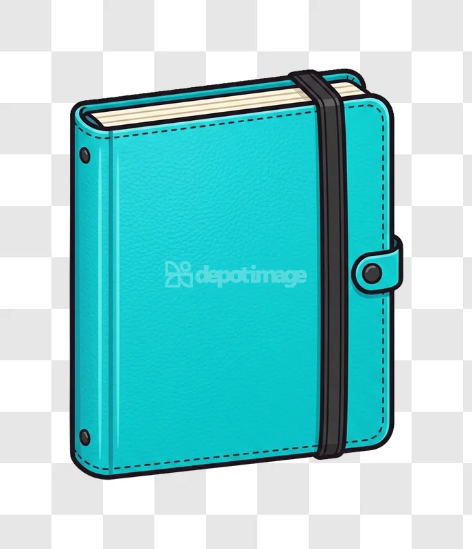 Turquoise Leather Bound Notebook Elastic Closure