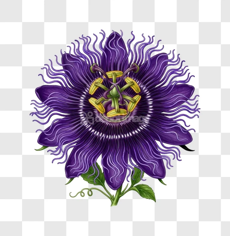 Vibrant Purple Passion Flower Details