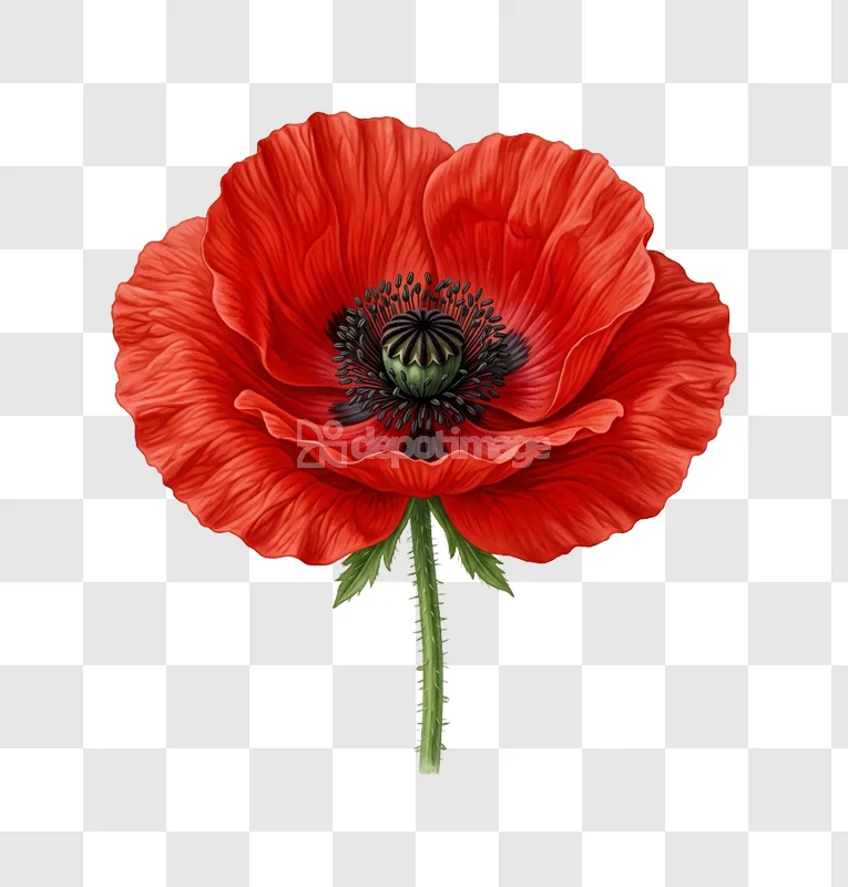 Vibrant Red Poppy Flower Closeup
