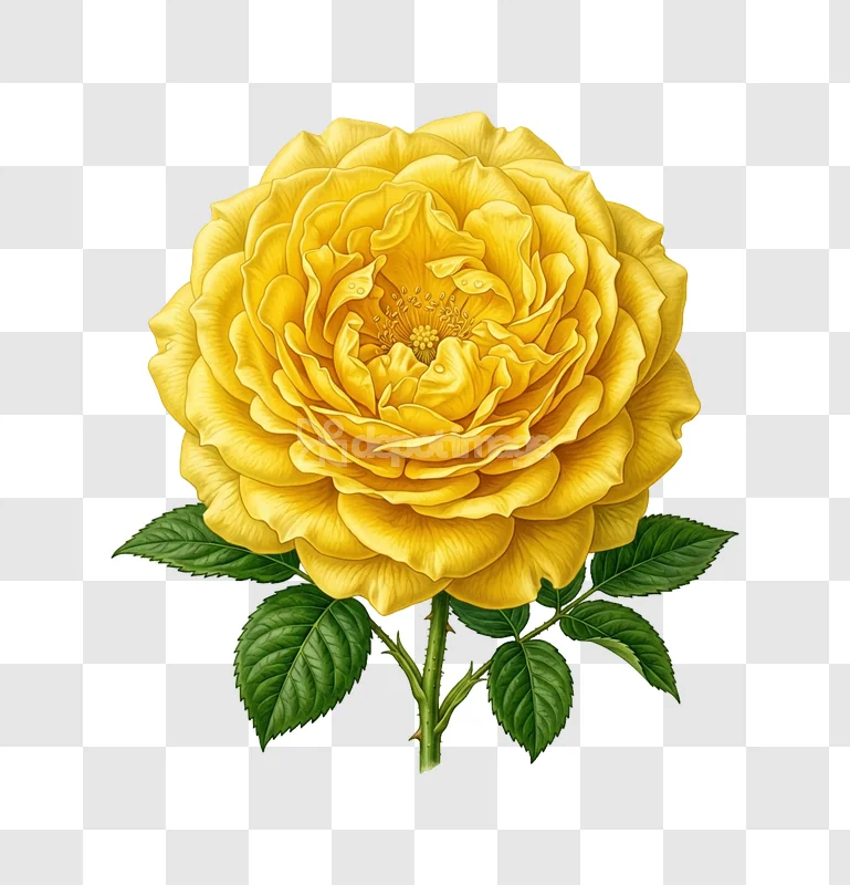 Vibrant Yellow Rose Green Leaves
