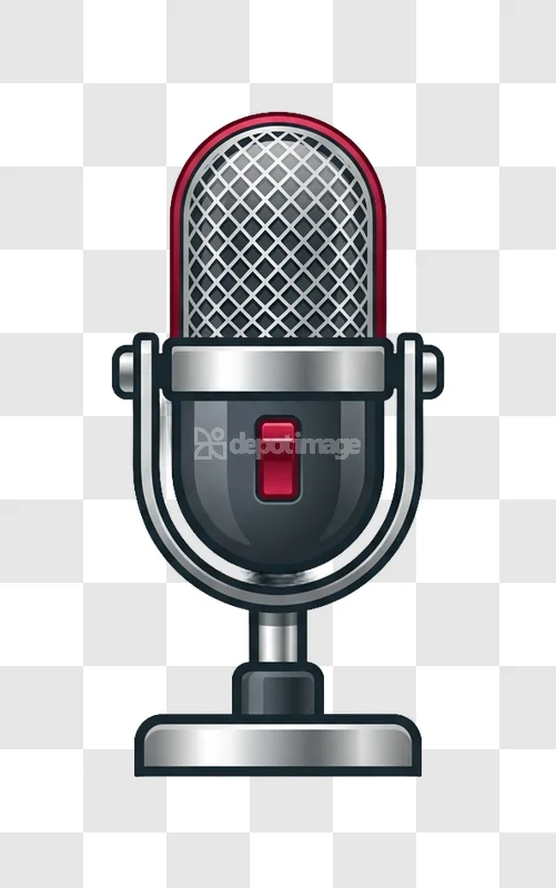 Vintage Red Silver Microphone Icon