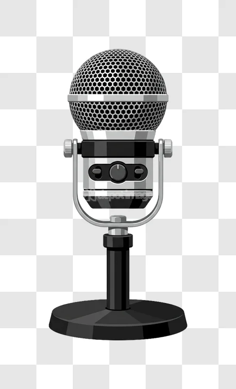 Vintage Silver Microphone With Stand