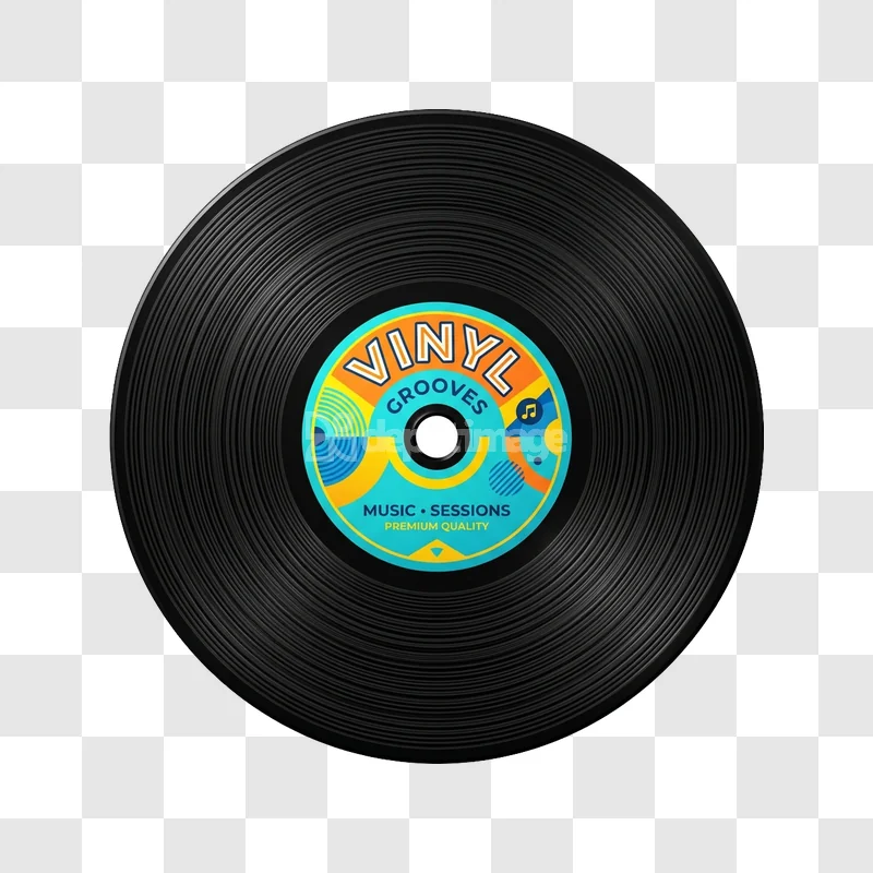 Vinyl Record Grooves Music Session Label Icon black disc colorful label