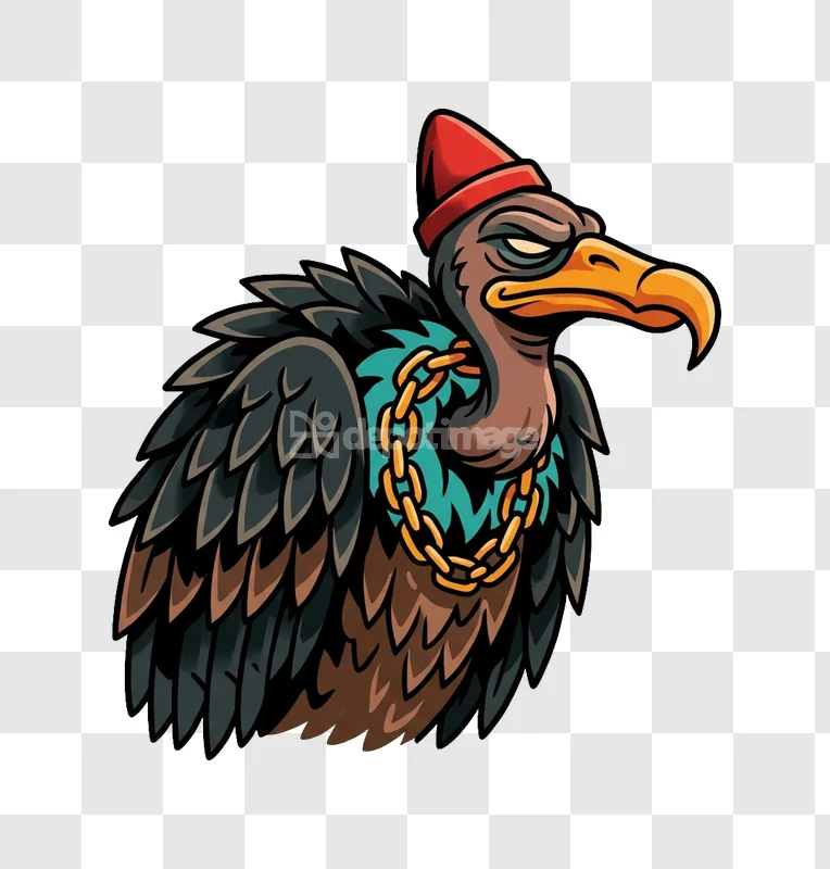 Vulture Cartoon Cool Red Beanie Chain