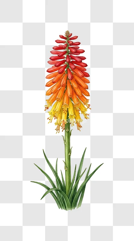 Watercolor Red Orange Yellow Torch Lily
