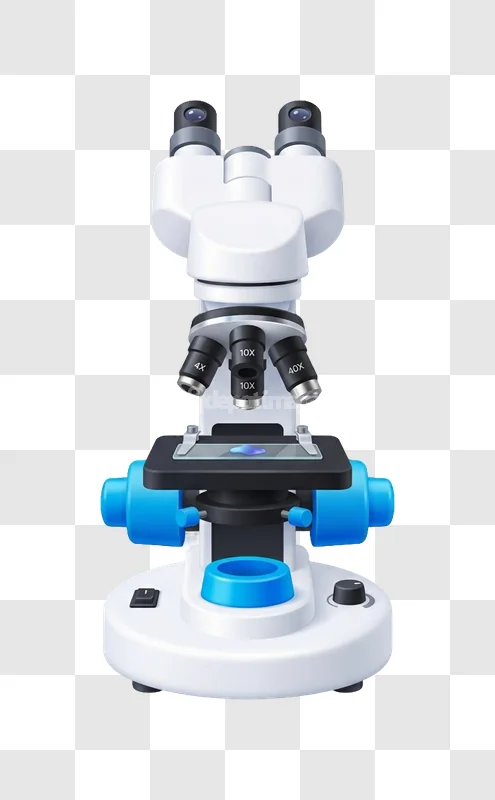White Blue Binocular Microscope With Slide Sample