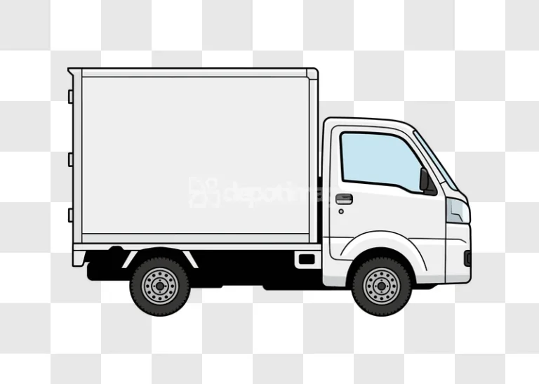 White Box Truck With Blank Side