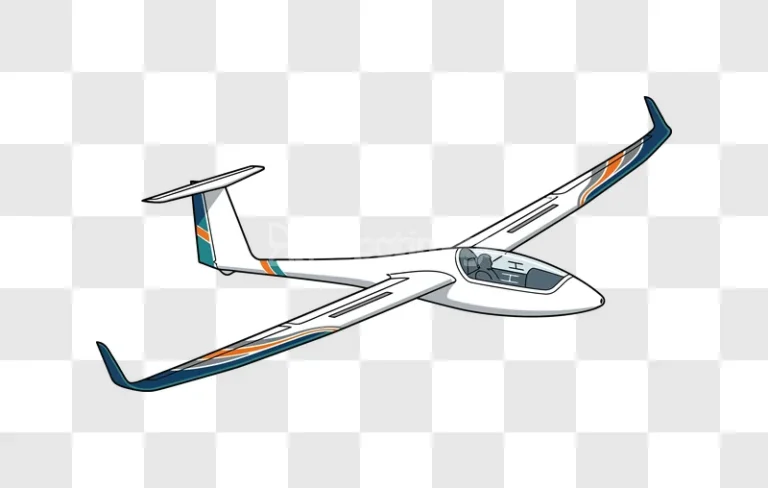 White Glider Plane Cartoon Style Flying