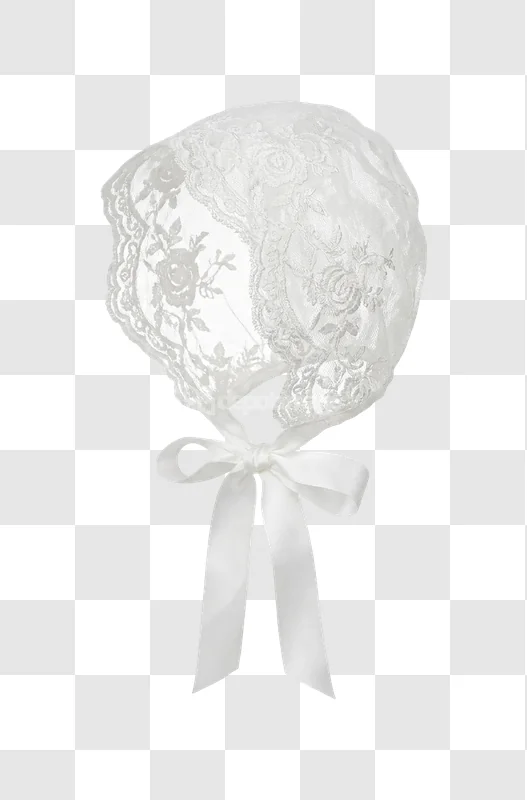 White Lace Baby Bonnet With Ribbon Bow