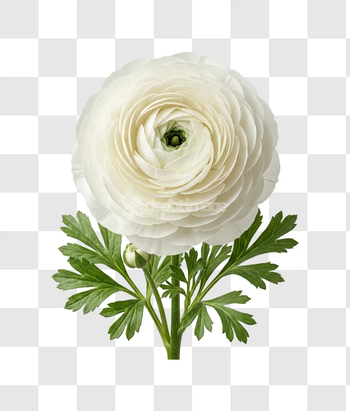 White Ranunculus Flower Green Foliage Nature