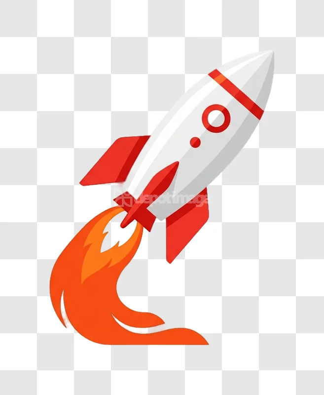 White Red Rocket Launching Flames