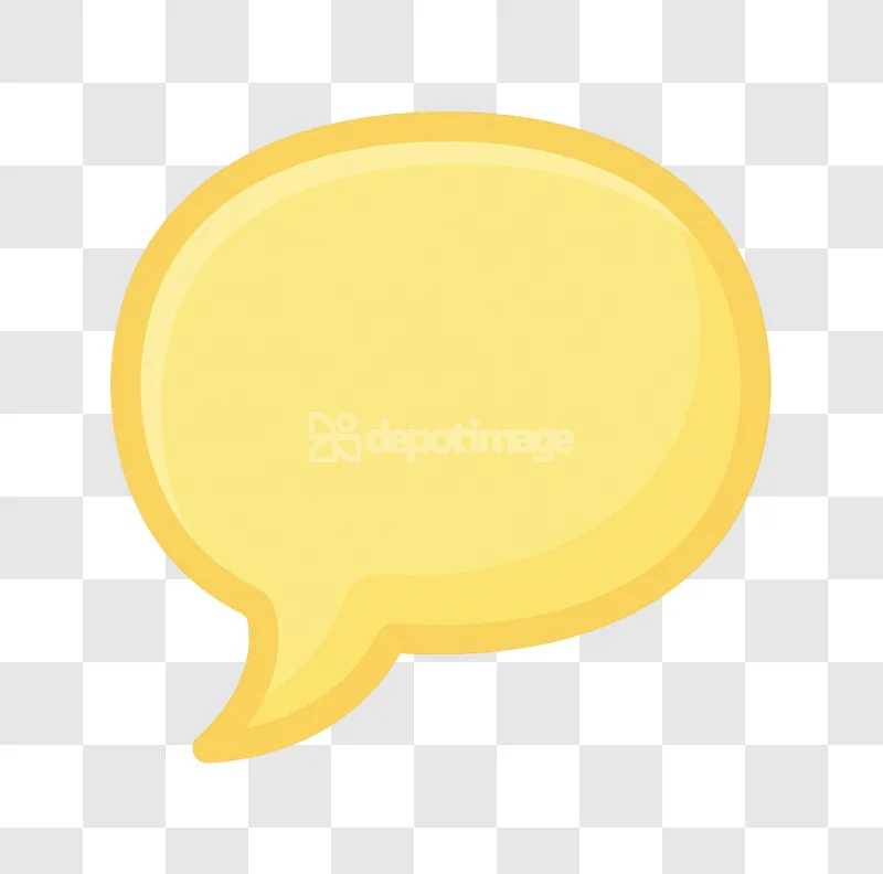 Yellow Glossy Chat Bubble Communication Icon glossy finish transparent background