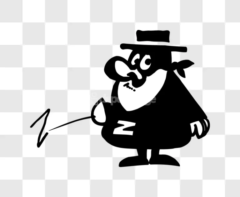 Zorro Cartoon Character Illustration Black White