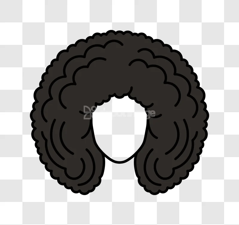 Afro Hair Wig Curly Black Style: flat black curly hair illustration