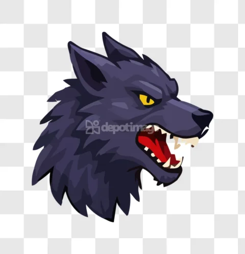 Aggressive Dark Wolf Head Vector Cartoon