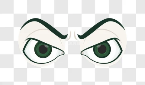 Angry Evil Eyes Green Cartoon Glare
