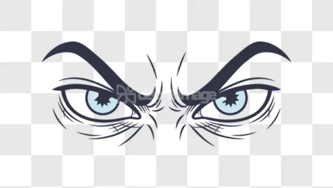 Angry Eyes Stare Blue Eyebrows