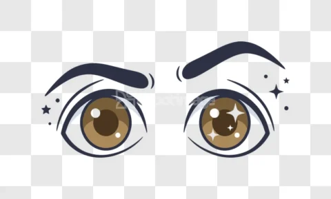 Anime Eyes Brown Sparkle Eyebrows