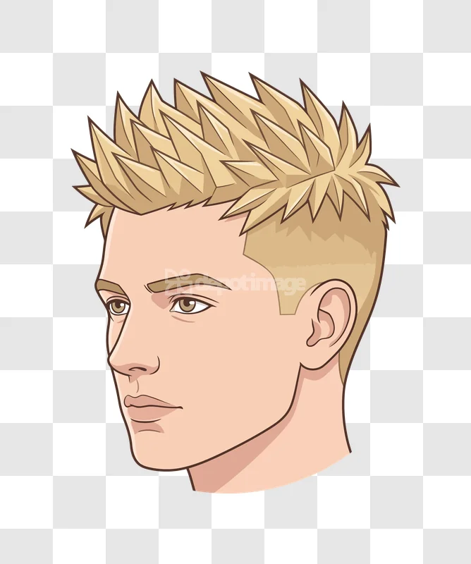 Anime Man Spiky Hair Profile: cartoon, blonde, spiky hairstyle, profile view