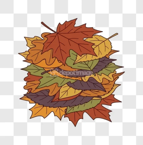 Autumn Fall Leaves Pile Cartoon Colorful Vector