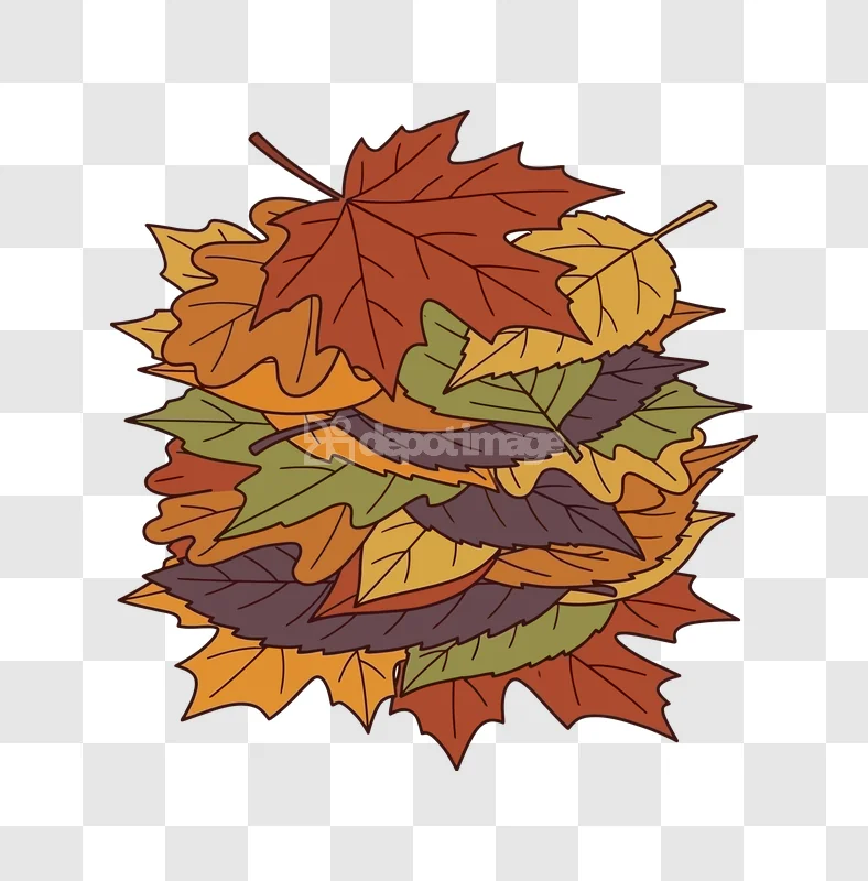Autumn Fall Leaves Pile Cartoon Colorful Vector colorful cartoon style, dark outlines
